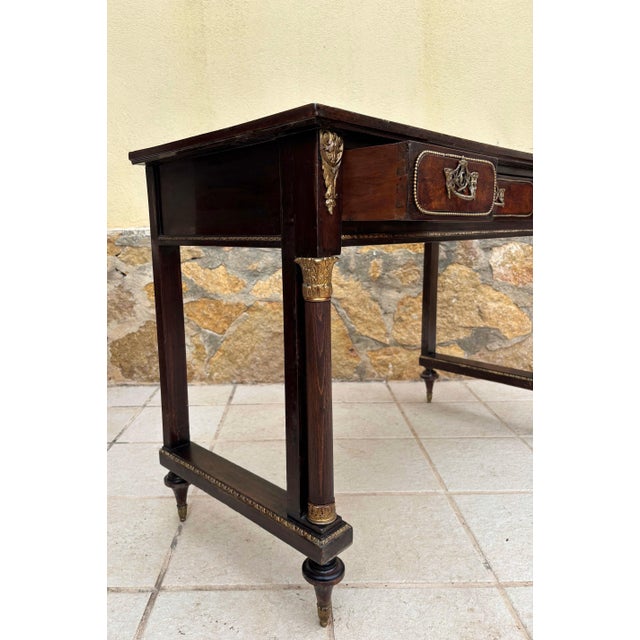 Wood Late 19th Century French Louis XVI Oak Console Table with Ormolu Mounts For Sale - Image 7 of 8