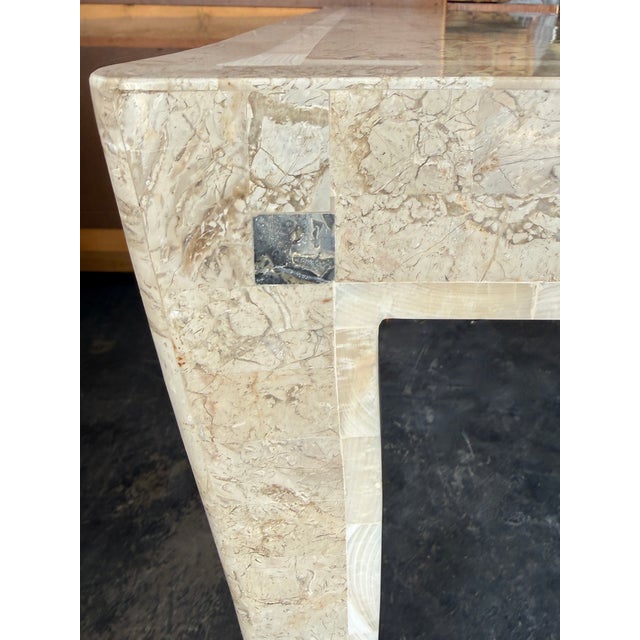 Metal Sculptural Tessellated Stone Game Table Brass Detail by Maitland Smith For Sale - Image 7 of 10