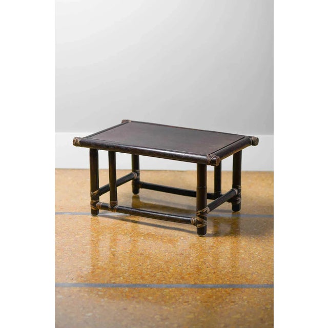 1970s Vintage Wooden Tables with Leather Bindings from McGuire, 1970, Set of 2 For Sale - Image 5 of 12