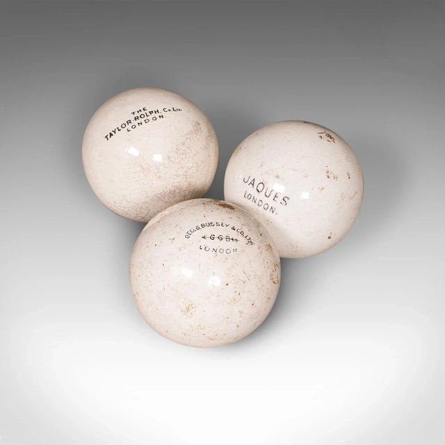Antique Lawn Bowls Set, English, Woods, Ceramic Jacks, Garden Game, Edwardian For Sale - Image 10 of 12