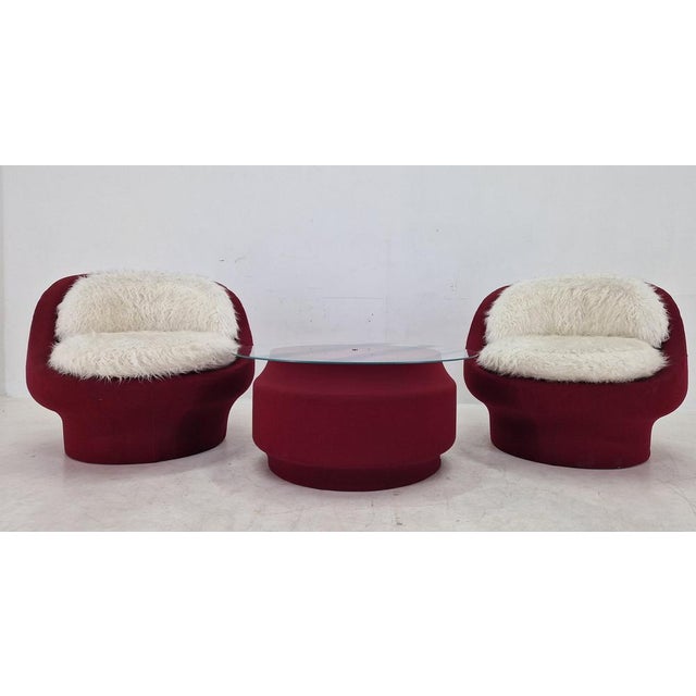 Lounge Chairs and Coffee Table, France, 1970s, Set of 3 For Sale - Image 11 of 16