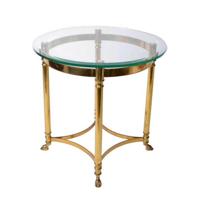 Mid-Century Modern 1970s Italian Brass & Glass Hoof Feet Table For Sale - Image 3 of 7