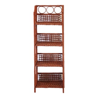 1970s Burnt Orange Natural Fiber Shelf For Sale