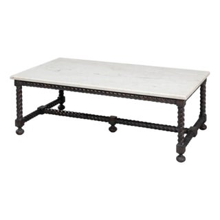 Marble Top Coffee Table With Barley Twist Base For Sale