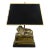 Late 20th Century Neoclassic Brass Lion Low Desk Lamp Rectangular Black Shade For Sale