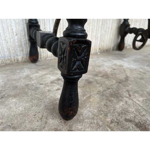 19th Spanish Side or Coffee Table With Iron Stretcher and Solomonic Legs For Sale - Image 12 of 13