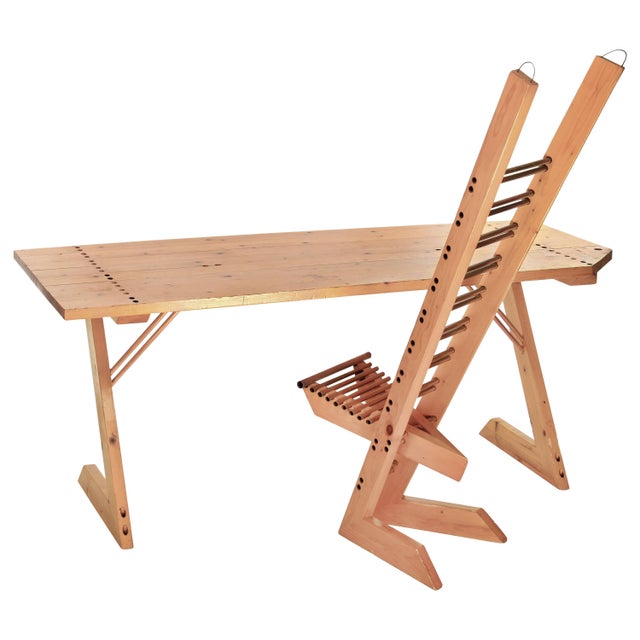 Vintage Desk and Chair Set Crafted from Repurposed Wood Chairish