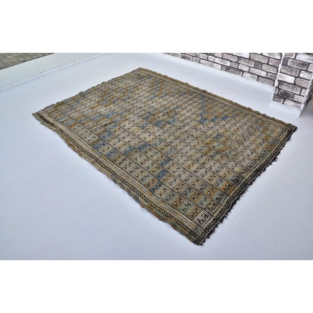Vintage Turkish Cicim Kilim Rug With Geometric Grid Pattern & Muted Earth Tones For Sale - Image 10 of 10