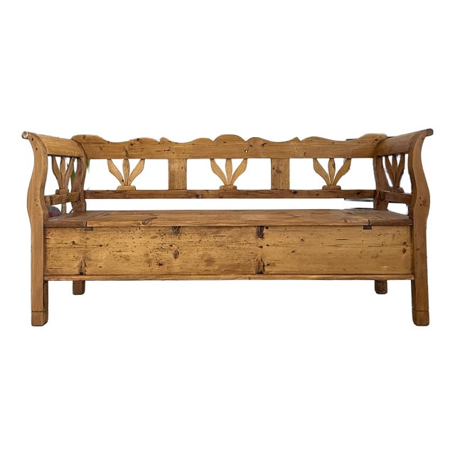 Provincial Biedermeier Chest Bench Country House Bench Antique D2417 For Sale