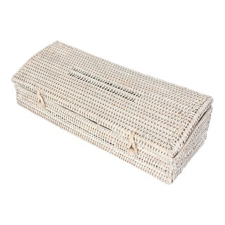 Artifacts Rattan 5 Section Tea Box with Lid in White For Sale