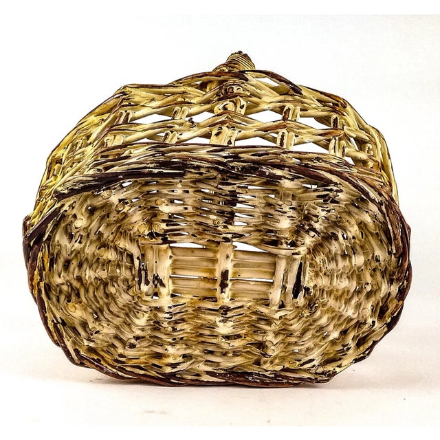 Vintage Tortoise Shell Designed Wicker Basket For Sale - Image 11 of 12