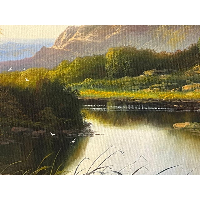 Mountain Lake in Spring Oil Painting of the Scottish Highlands by British Artist 1980 Circa For Sale - Image 10 of 18