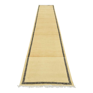 Bokhara Runner 3’6” X 15’2” Beige Wool Hand-Knotted Oriental Rug