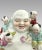 Metal Vintage Porcelain Famille Jaune Chinese Laughing Buddha With Five Children & Long Life For Sale - Image 7 of 10