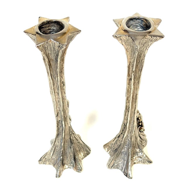 Yaacov Heller Adam and Eve Sterling Silver Candlesticks, Pair, 1993 For Sale - Image 16 of 18