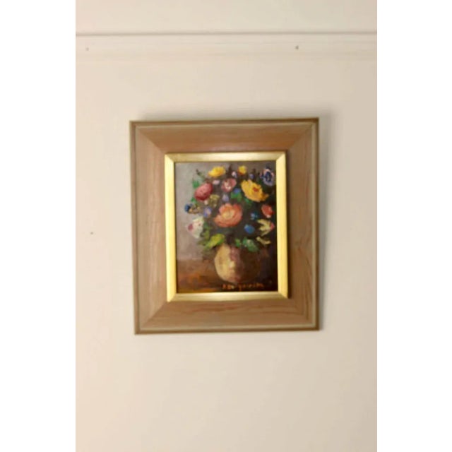 K. Bergström, Floral Still Life, 1960s, Oil on Canvas For Sale - Image 9 of 11