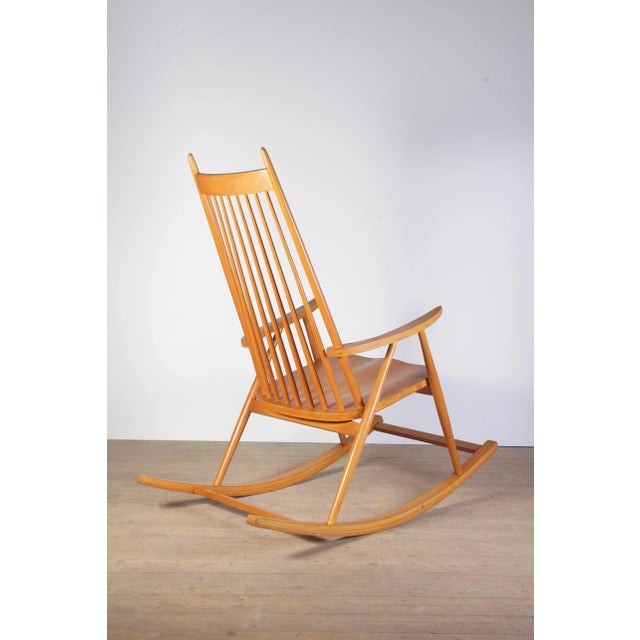 Mid-Century Rocking Chair in the style of V. Puunjalostus, Former Czechoslovakia, 1970s For Sale - Image 4 of 8