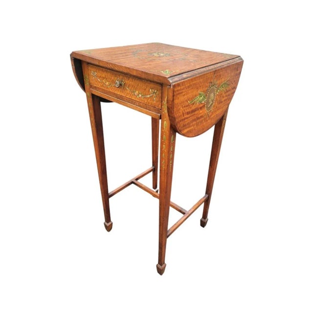1930s 1930s Refinished and Hand-Painted Dropleaf Pembroke Side Table For Sale - Image 5 of 12