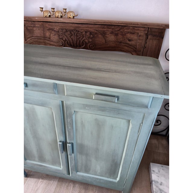 Patinated Green Parisian Buffet A timeless piece from kitchens and living rooms of yesteryear, this Parisian buffet has...