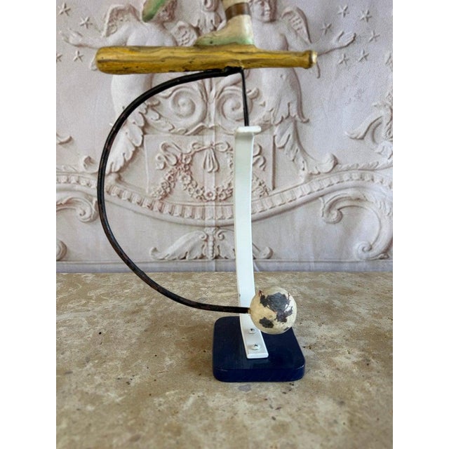 Vintage Folk Art Balancing Baseball Player Kinetic Sculpture For Sale - Image 9 of 9