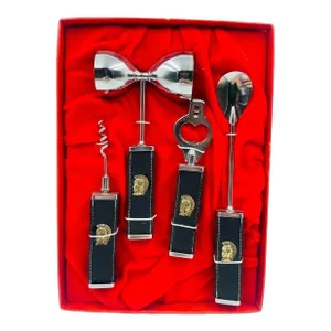 Mid-Century Trojan-Head Motif Bar Tools Set- 4 Pieces