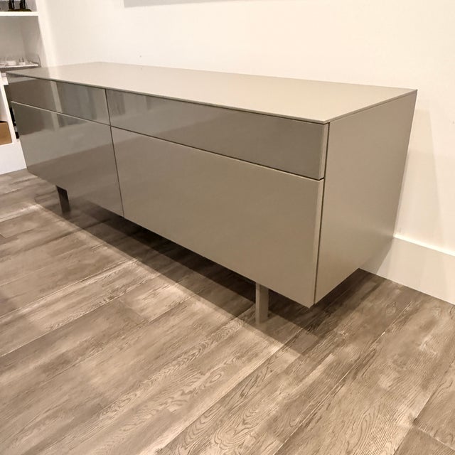 Roche Bobois Globo Cabinet A sleek storage option with two standard drawers and two deep drawers. Elephant gray melamine...