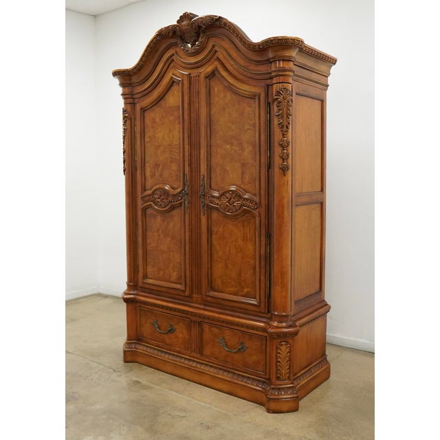 Vintage Rococo Revival Burl Wood Armoire For Sale - Image 4 of 18