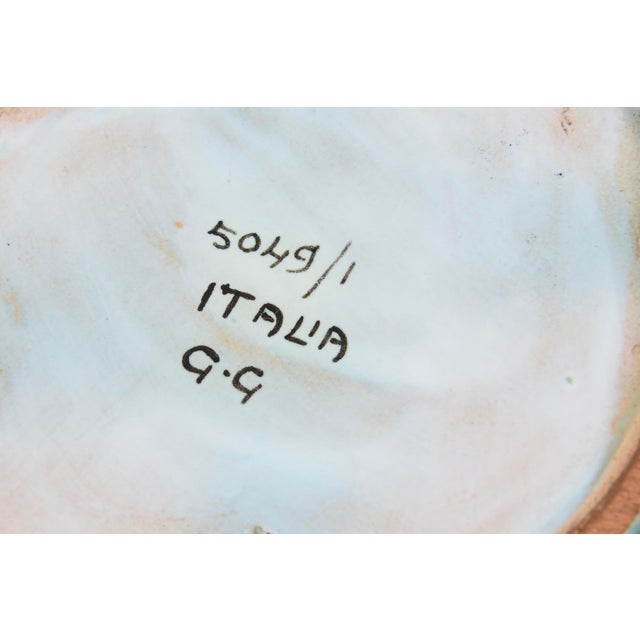 Mid Century Modern Saca Italian Ceramic Bowl With Sgraffito Turquoise Applied Design, 1950's For Sale - Image 10 of 10