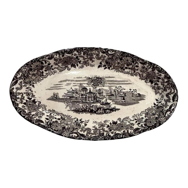 Antique Pickman s.a La Cartuja De Sevilla Oblong Transferware Serving Dish, Spain For Sale