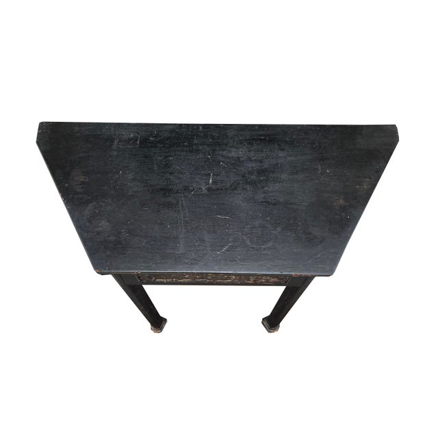 Victorian Antique Turn of the Century Chinoiserie Side Table With Hand-Carved and Painted Scenes For Sale - Image 3 of 10