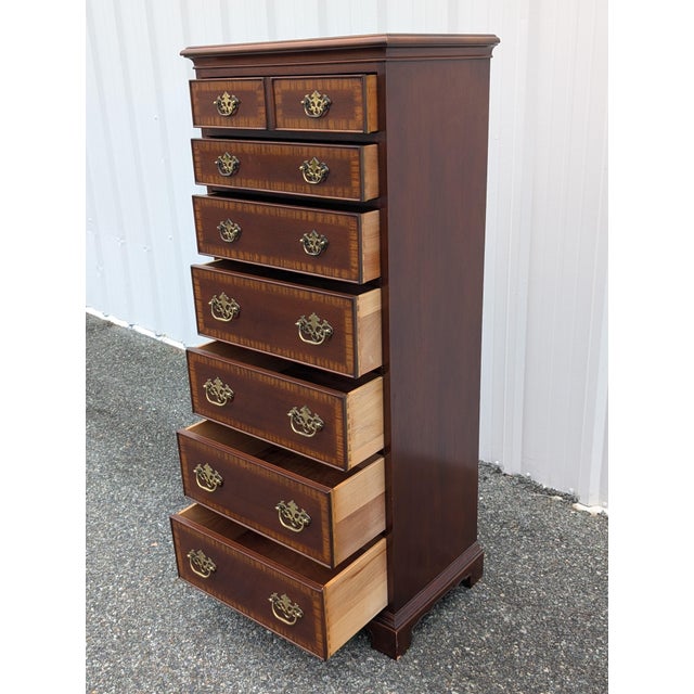 Mid 20th Century Drexel Georgian Lingerie Chest With Chippendale Brass Pulls For Sale In Washington DC - Image 6 of 13