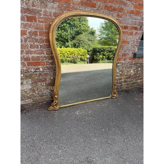 Glass Large Antique English Gilt Hour Glass Framed Mirror, 19th Century For Sale - Image 7 of 7