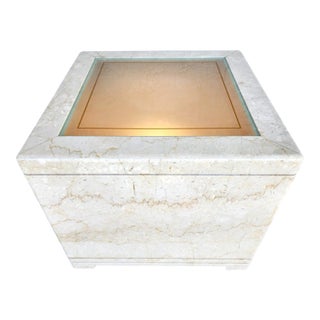 Marble Side Center Table Vintage Lighted Custom Made For Sale