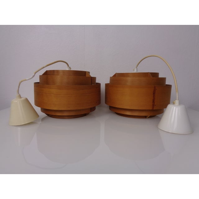 Swedish Wooden Lamella Ceiling Lamps by Hans-Agne Jakobsson for Ab Markaryd, 1960s, Set of 2 For Sale - Image 12 of 18