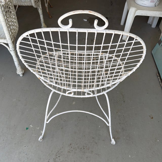 Mid 20th Century Mid 20th Century Painted White Ornate Metal Garden Chairs Set of 2 For Sale - Image 5 of 12