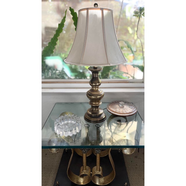 Vintage Brass Stiffel Table Lamp W/ Original Shade For Sale - Image 9 of 9
