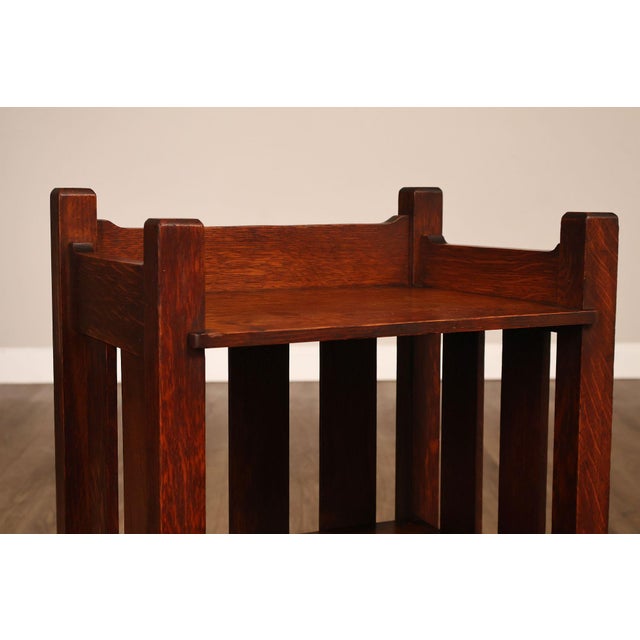Stickley Brothers Antique Mission Oak Magazine Stand Bookcase For Sale - Image 9 of 18