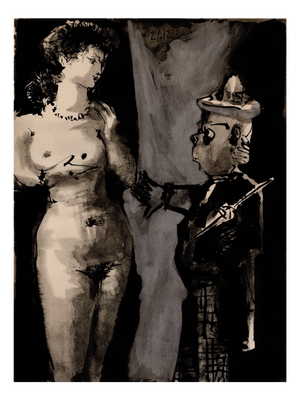 Pablo Picasso, The Model and The Clown, Nude, Lithograph, 1954