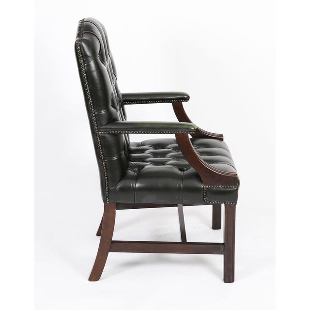 Vintage English Green Gainsborough Leather Desk Chairs, Set of 2 For Sale - Image 4 of 15