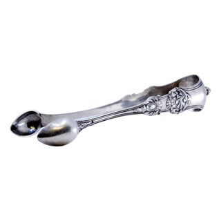 Sugar Tongs in Embossed Silver with Shells and Friezes For Sale