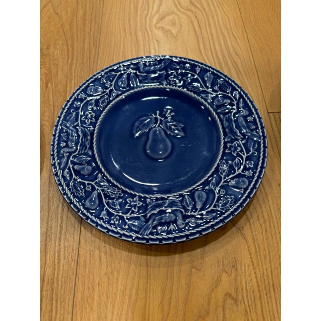 Bordallo Pinheiro 1980s Blue Bordallo Pineiro Salad/Dessert Plates - Set of Three For Sale - Image 4 of 8