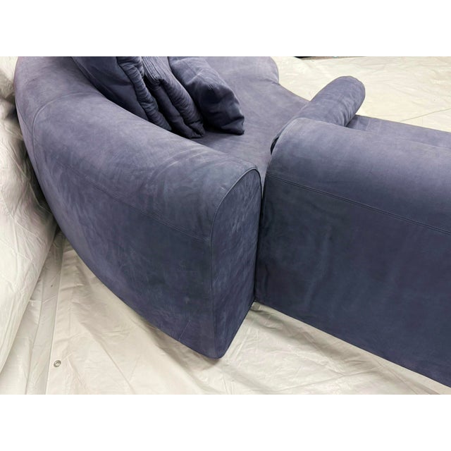 2020s Three Piece "Piaf" Sectional Sofa Made in Italy by Baxter, Dark Blue Leather For Sale - Image 5 of 18