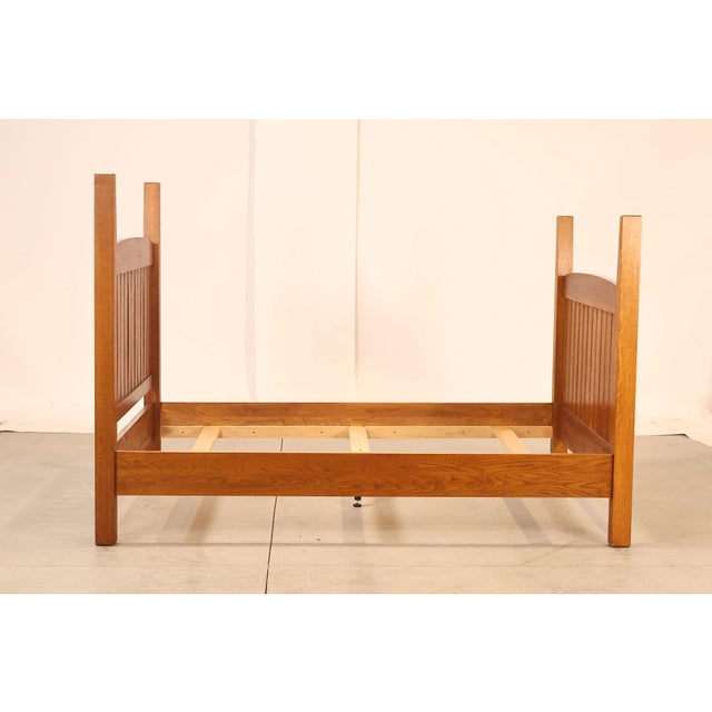 Custom Crafted Mission Style Oak Queen Bed Frame For Sale - Image 18 of 18