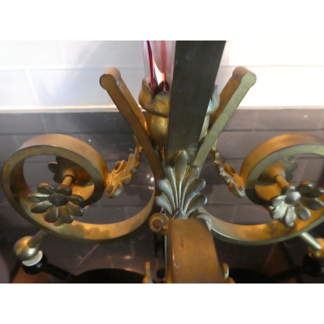 19th Century Clear to Cranberry Glass Bronze Epergne For Sale - Image 9 of 10
