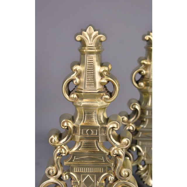 Early 20th-Century French Brass Fire Dogs, 1890s, Set of 2 For Sale - Image 10 of 16