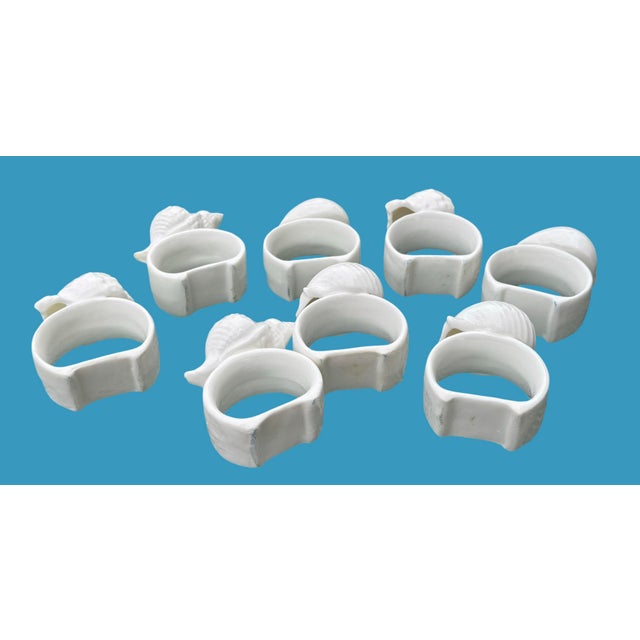Mid 20th Century Porcelain Sea Shell Napkin Rings- Set of 8 For Sale - Image 5 of 6