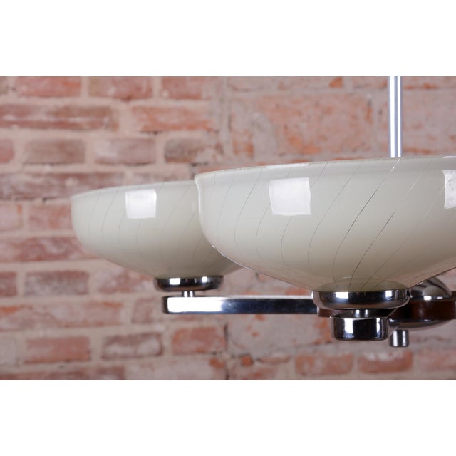 1930s Art Deco Chandelier in Chrome-Plated Steel and Glass from Napako, Czech, 1930s For Sale - Image 5 of 12