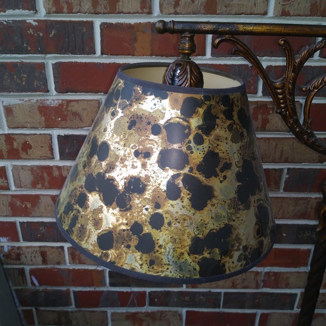 1980s Mid Century Modern Gothic Iron Bridge Arm and Urn Floor Lamp For Sale - Image 6 of 18