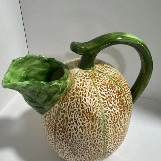 Farmhouse Vintage the Haldon Group Ceramic Cantaloupe Melon Pitcher For Sale - Image 3 of 7