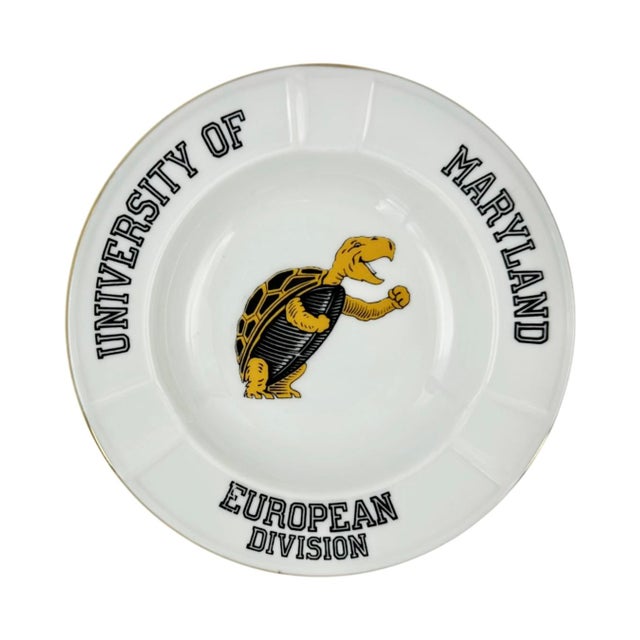 White Vintage University of Maryland European Division Ceramic Ashtray For Sale - Image 8 of 8